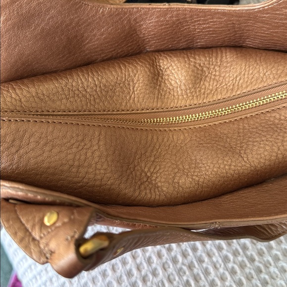 Cole Haan Tan Leather Shoulder Bag with Gold Accents - Picture 3 of 5